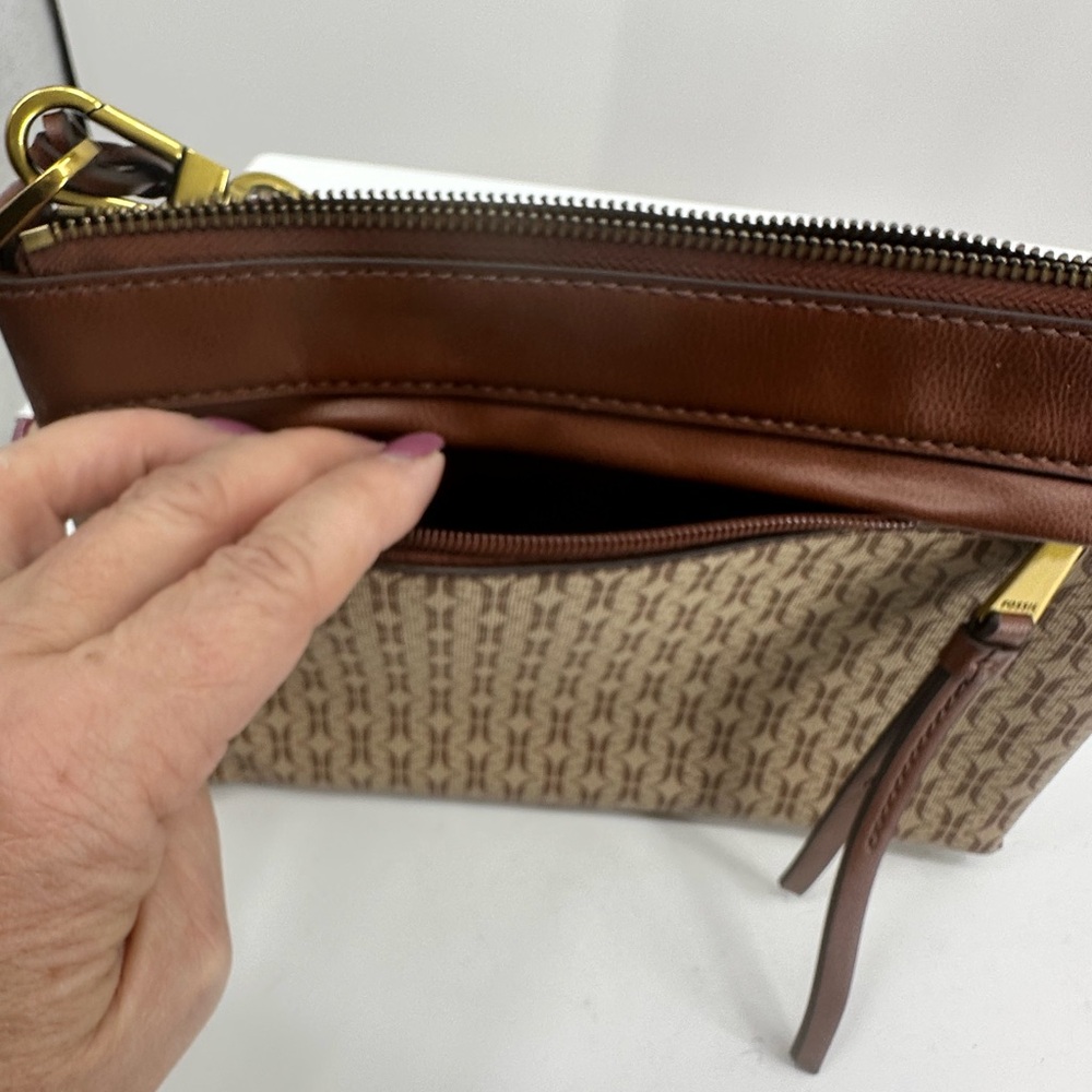 Fossil Kiera Printed Crossbody Bag Brown and Tan - Picture 9 of 12